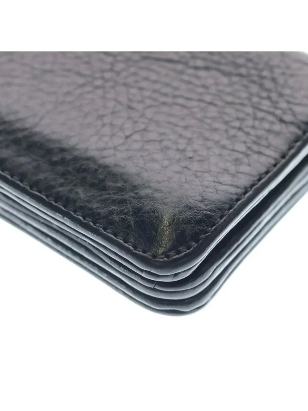Chrome Hearts Card Slot Scroll Label 3 Pocket Leather Black